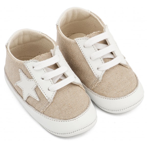 Υφασμάτινο Δετό Sneaker  MI1135 Μπεζ Λευκό