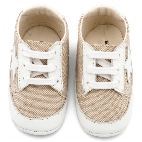 Υφασμάτινο Δετό Sneaker  MI1135 Μπεζ Λευκό