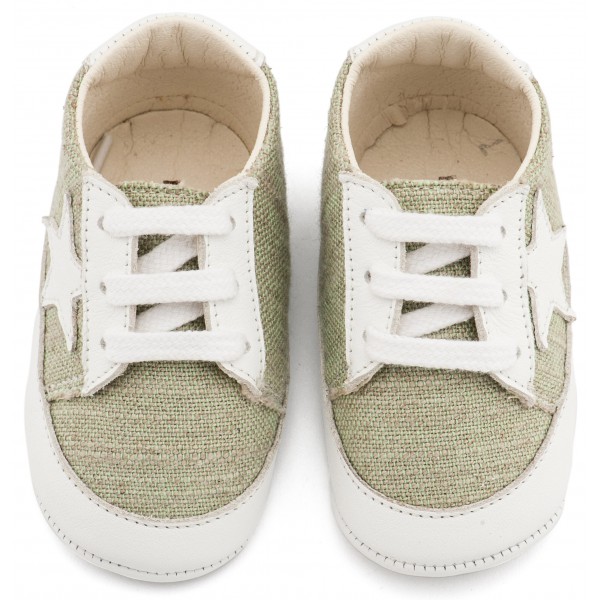 Υφασμάτινο Δετό Sneaker  MI1135 Φυστικί Λευκό