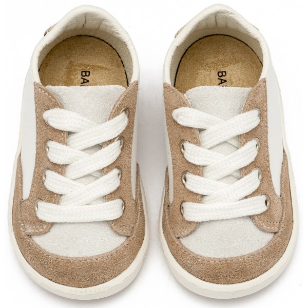 Δερμάτινο Δετό Sneakers PRΙ2120 Λευκό Μπεζ