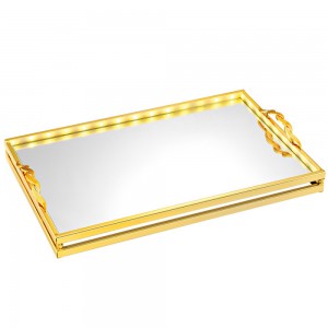 Δίσκος χρυσός με led & καθρέπτη 1093