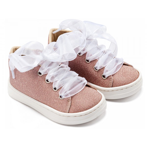 Sneaker απο Ύφασμα και Δέσιμο Κορδέλα BW4864 Ροζ