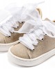 Sneaker απο Ύφασμα και Δέσιμο Κορδέλα BW4864 Πλατίνα