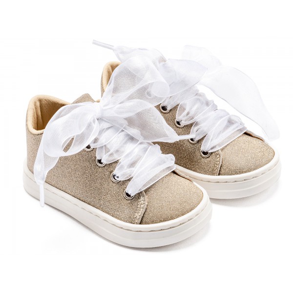 Sneaker απο Ύφασμα και Δέσιμο Κορδέλα BW4864 Πλατίνα