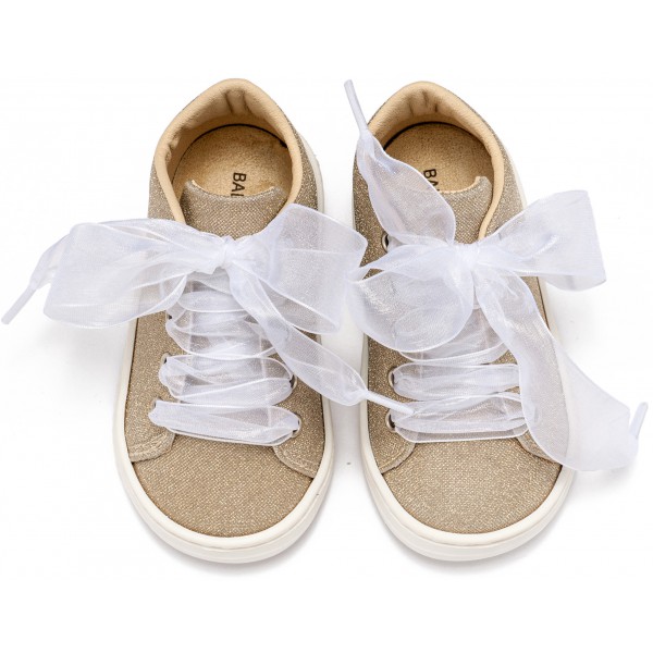 Sneaker απο Ύφασμα και Δέσιμο Κορδέλα BW4864 Πλατίνα