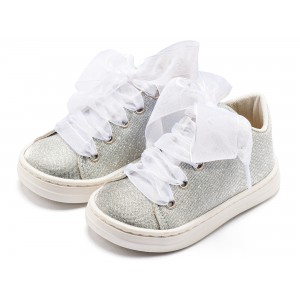 Sneaker απο Ύφασμα και Δέσιμο Κορδέλα BW4864 Ασημί