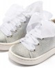 Sneaker απο Ύφασμα και Δέσιμο Κορδέλα BW4864 Ασημί