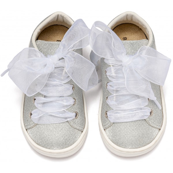 Sneaker απο Ύφασμα και Δέσιμο Κορδέλα BW4864 Ασημί