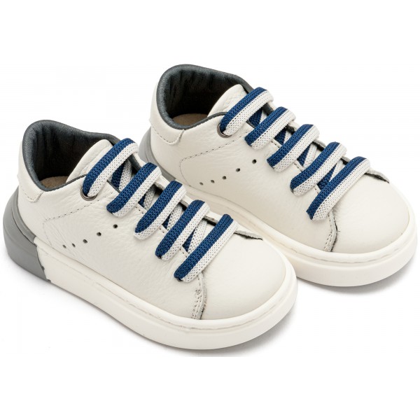 Δετό Sneaker με Δίχρωμο Κορδόνι EXC5294 Λευκό Μπλε