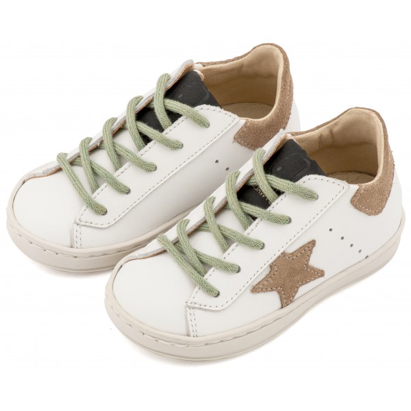 Τρίχρωμο Sneaker Δετό EXC5315  Λευκό Μπεζ Μέντα