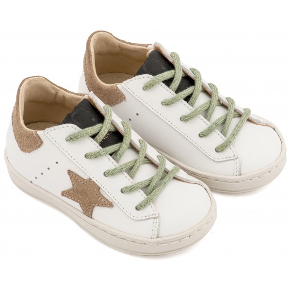 Τρίχρωμο Sneaker Δετό EXC5315  Λευκό Μπεζ Μέντα