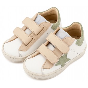 Τρίχρωμο Sneaker Διπλό Χρατς EXC5316  Λευκό Εκρού Μέντα