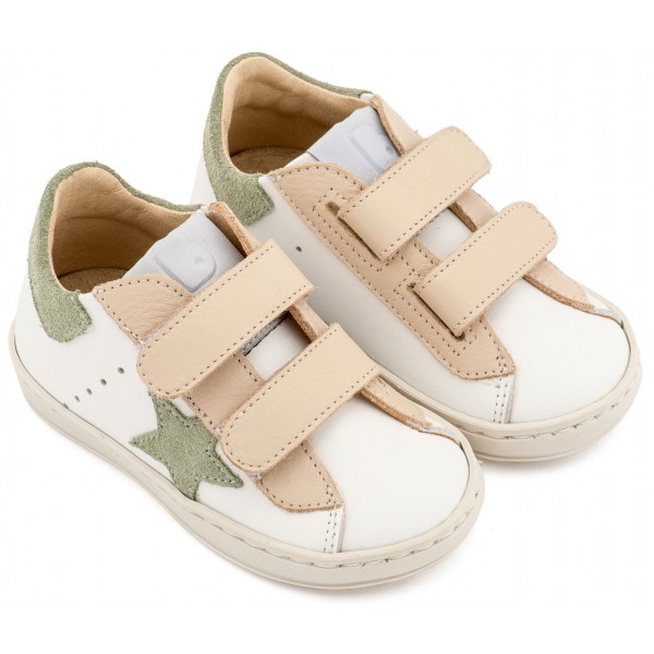 Τρίχρωμο Sneaker Διπλό Χρατς EXC5316  Λευκό Εκρού Μέντα