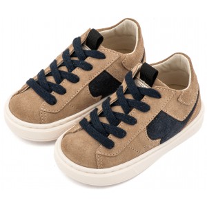 Δίχρωμο Sneaker Δετό EXC8002 Μπεζ Μπλε