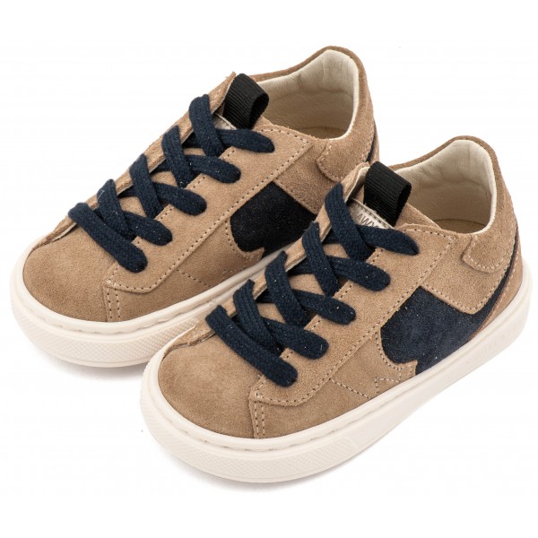 Δίχρωμο Sneaker Δετό EXC8002 Μπεζ Μπλε