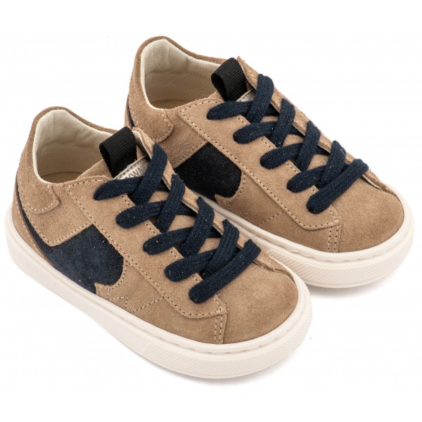 Δίχρωμο Sneaker Δετό EXC8002 Μπεζ Μπλε