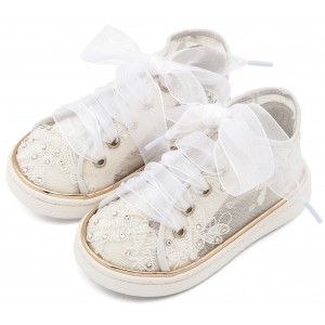 Sneaker απο Ύφασμα Φιλντιρέ Λουλούδια LU6129 Λευκό
