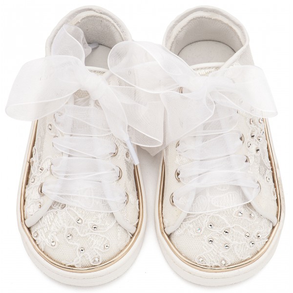 Sneaker απο Ύφασμα Φιλντιρέ Λουλούδια LU6129 Λευκό