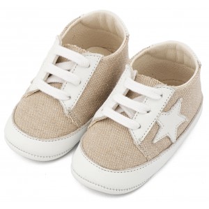 Υφασμάτινο Δετό Sneaker  MI1135 Μπεζ Λευκό