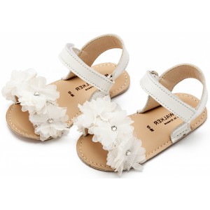 Πέδιλο με Chiffon Λουλούδια MI1633 Λευκό