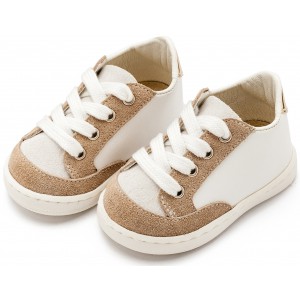 Δερμάτινο Δετό Sneakers PRΙ2120 Λευκό Μπεζ