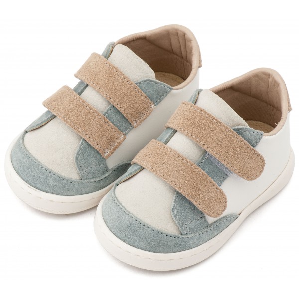 Τρίχρωμο Sneakers Διπλή Μπαρέτα Χρατς PRI2125 Λευκό Μίνεραλ Μπεζ