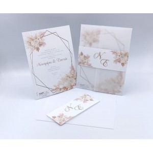 Newage invitations 22g002 rork pampas Προσκλητήρια γάμου πολυτελείας